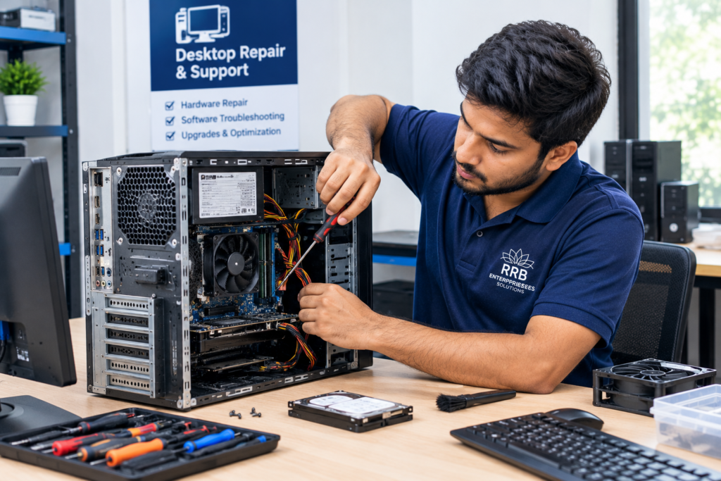 Home professional desktop pc repair workspace